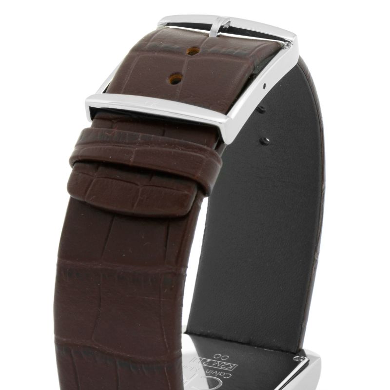  Shop Authentic Calvin Klein Window Silver Dial Brown Leather Strap Watch for Men - K2M21126 - Luxxuri