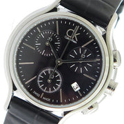 Shop Authentic Calvin Klein Skirt Chronograph Black Dial Black Leather Strap Watch for Men - K2U291C1 - Luxxuri