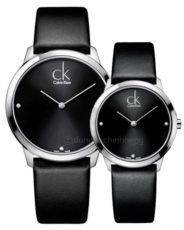  Shop Authentic Calvin Klein Minimal Diamonds Black Dial Black Leather Strap Watch for Men - K3M211CS - Luxxuri
