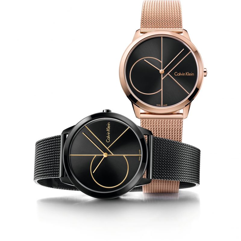  Shop Authentic Calvin Klein Minimal Black Dial Rose Gold Mesh Bracelet Watch for Men - K3M22621 - Luxxuri