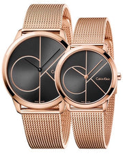  Shop Authentic Calvin Klein Minimal Black Dial Rose Gold Mesh Bracelet Watch for Men - K3M22621 - Luxxuri