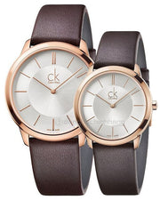  Shop Authentic Calvin Klein Minimal White Dial Brown Leather Strap Watch for Women - K3M226G6 - Luxxuri
