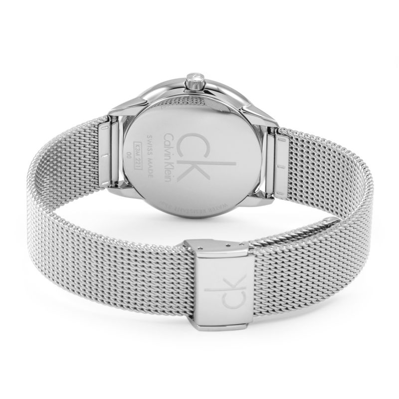  Shop Authentic Calvin Klein Minimal White Dial Silver Mesh Bracelet Watch for Women - K3M2212Y - Luxxuri