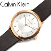  Shop Authentic Calvin Klein Minimal White Dial Brown Leather Strap Watch for Women - K3M226G6 - Luxxuri