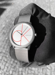  Shop Authentic Calvin Klein Minimal White Dial Silver Mesh Bracelet Watch for Women - K3M52152 - Luxxuri