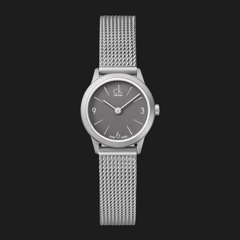  Shop Authentic Calvin Klein Minimal Grey Dial Silver Mesh Bracelet Watch for Women - K3M53154 - Luxxuri