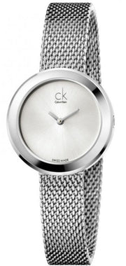  Shop Authentic Calvin Klein Firm White Dial Silver Mesh Bracelet Watch for Women - K3N23126 - Luxxuri