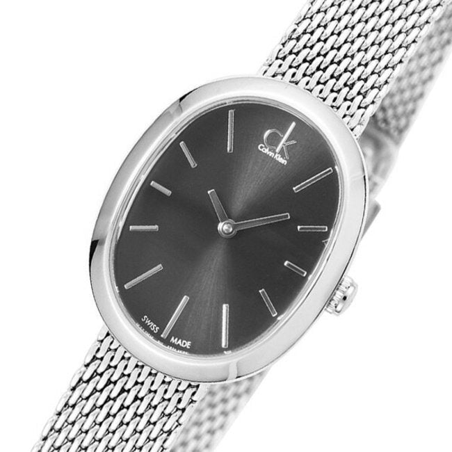  Shop Authentic Calvin Klein Incentive Black Dial Silver Mesh Bracelet Watch for Women - K3P23121 - Luxxuri