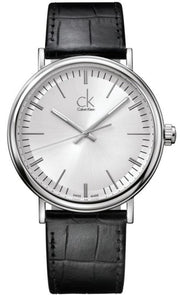  Shop Authentic Calvin Klein Surround Silver Dial Black Leather Strap Watch for Men - K3W211C6 - Luxxuri