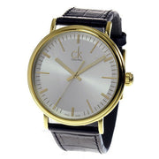  Shop Authentic Calvin Klein Surround Silver Dial Black Leather Strap Watch for Men - K3W215C6 - Luxxuri