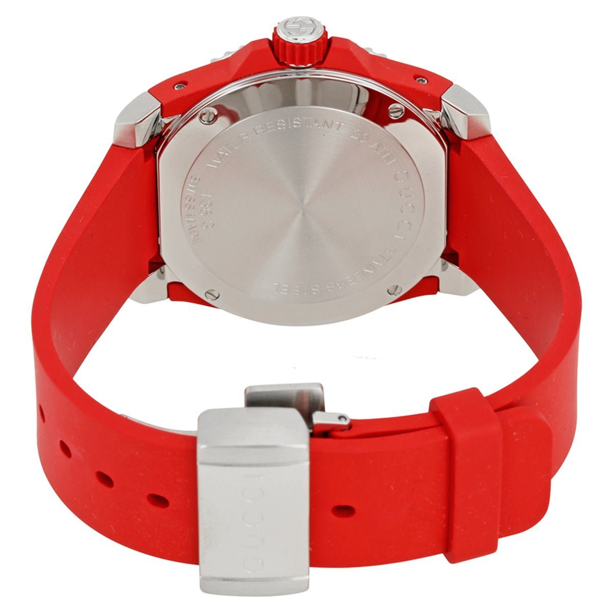  Shop Authentic Gucci Dive Quartz Black Dial Red Rubber Strap Watch For Men - YA136309 - Luxxuri