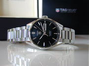  Shop Authentic Tag Heuer Carrera Calibre 5 Automatic Black Dial Silver Steel Strap Watch for Men - WAR201A.BA0723 - Luxxuri