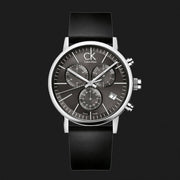  Shop Authentic Calvin Klein Post Minimal Chronograph Black Dial Black Leather Strap Watch for Men - K7627107 - Luxxuri