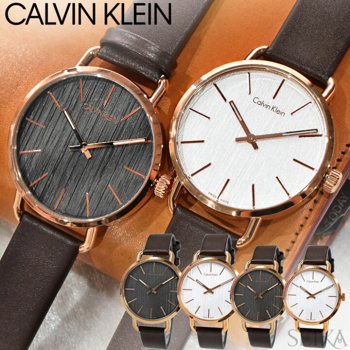  Shop Authentic Calvin Klein Even Grey Dial Brown Leather Strap Watch for Women - K7B236G3 - Luxxuri
