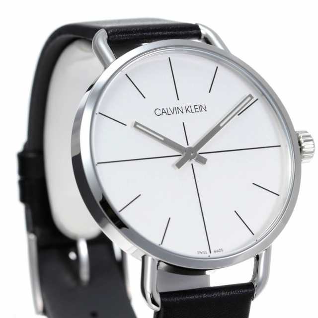  Shop Authentic Calvin Klein Even Silver Dial Black Leather Strap Watch for Men - K7B211CY - Luxxuri