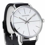  Shop Authentic Calvin Klein Even Silver Dial Black Leather Strap Watch for Men - K7B211CY - Luxxuri