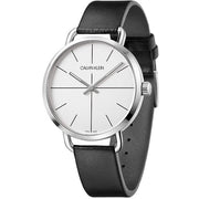  Shop Authentic Calvin Klein Evan White Dial Black Leather Strap Watch for Women - K7B231CY - Luxxuri