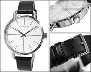  Shop Authentic Calvin Klein Evan White Dial Black Leather Strap Watch for Women - K7B231CY - Luxxuri