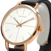  Shop Authentic Calvin Klein Even White Dial Black Leather Strap Watch for Women - K7B236C6 - Luxxuri