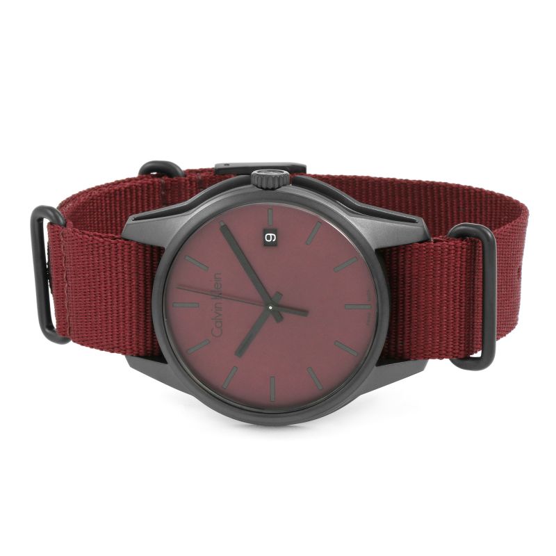  Shop Authentic Calvin Klein Tone Maroon Dial Maroon NATO Strap Watch for Men - K7K514UP - Luxxuri