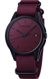  Shop Authentic Calvin Klein Tone Maroon Dial Maroon NATO Strap Watch for Men - K7K514UP - Luxxuri