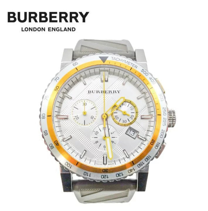  Shop Authentic Burberry Belt Chronograph Silver Dial Brown Rubber Strap Watch For Men - BU9811 - Luxxuri