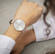  Shop Authentic Calvin Klein Full Moon Silver Dial Pink Leather Stap Watch for Women - K8Y236Z6 - Luxxuri