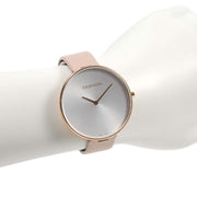  Shop Authentic Calvin Klein Full Moon Silver Dial Pink Leather Stap Watch for Women - K8Y236Z6 - Luxxuri