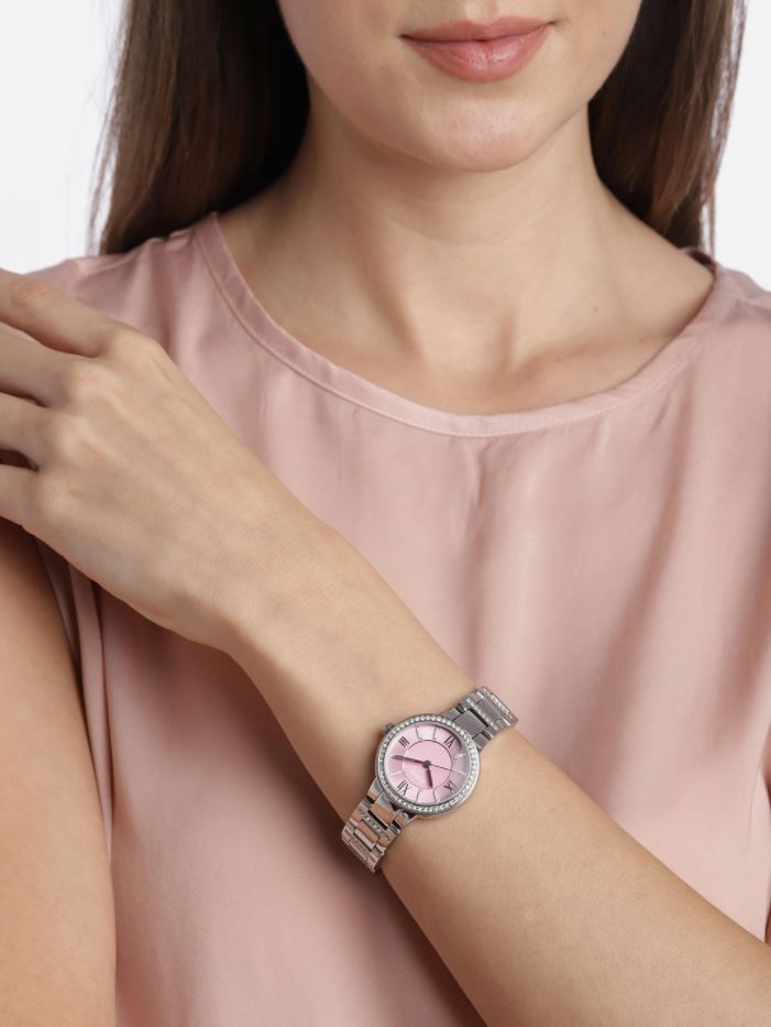  Shop Authentic Fossil Virginia Pink Dial Silver Steel Strap Watch for Women - ES3504 - Luxxuri
