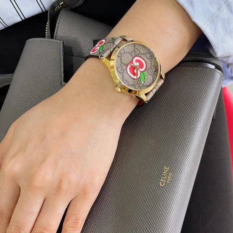  Shop Authentic Gucci G Timeless Quartz Brown Dial Brown Leather Strap Watch For Men - YA1264158 - Luxxuri