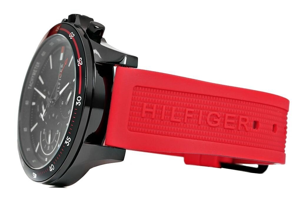  Shop Authentic Tommy Hilfiger Multifunction Quartz Black Dial Red Rubber Strap Watch for Men  - 1791722 - Luxxuri