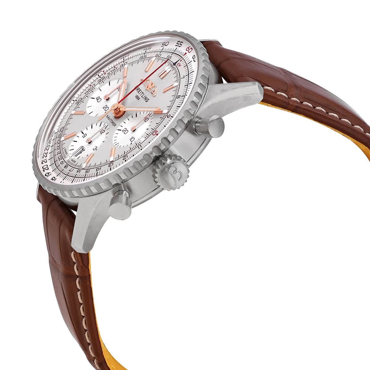  Shop Authentic Breitling Navitimer B01 Chronograph 41 White Dial Brown Leather Strap Watch for Men - AB0139211G1P1 - Luxxuri
