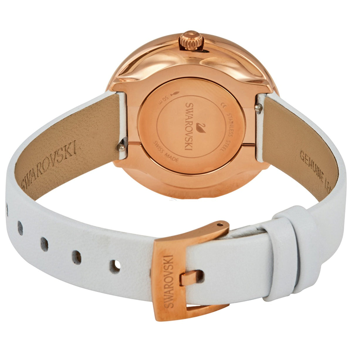 Shop Authentic Swarovski Crystalline Pure White Dial White Leather Strap Watch for Women - 5376083 - Luxxuri
