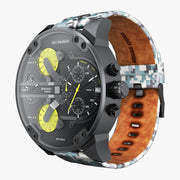  Shop Authentic Diesel Big Daddy Chronograph Black Dial Black Leather Strap Watch For Men - DZ7311 - Luxxuri