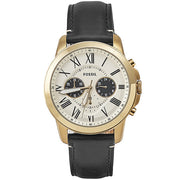  Shop Authentic Fossil Grant Chronograph White Dial Black Leather Strap Watch for Men - FS5272 - Luxxuri