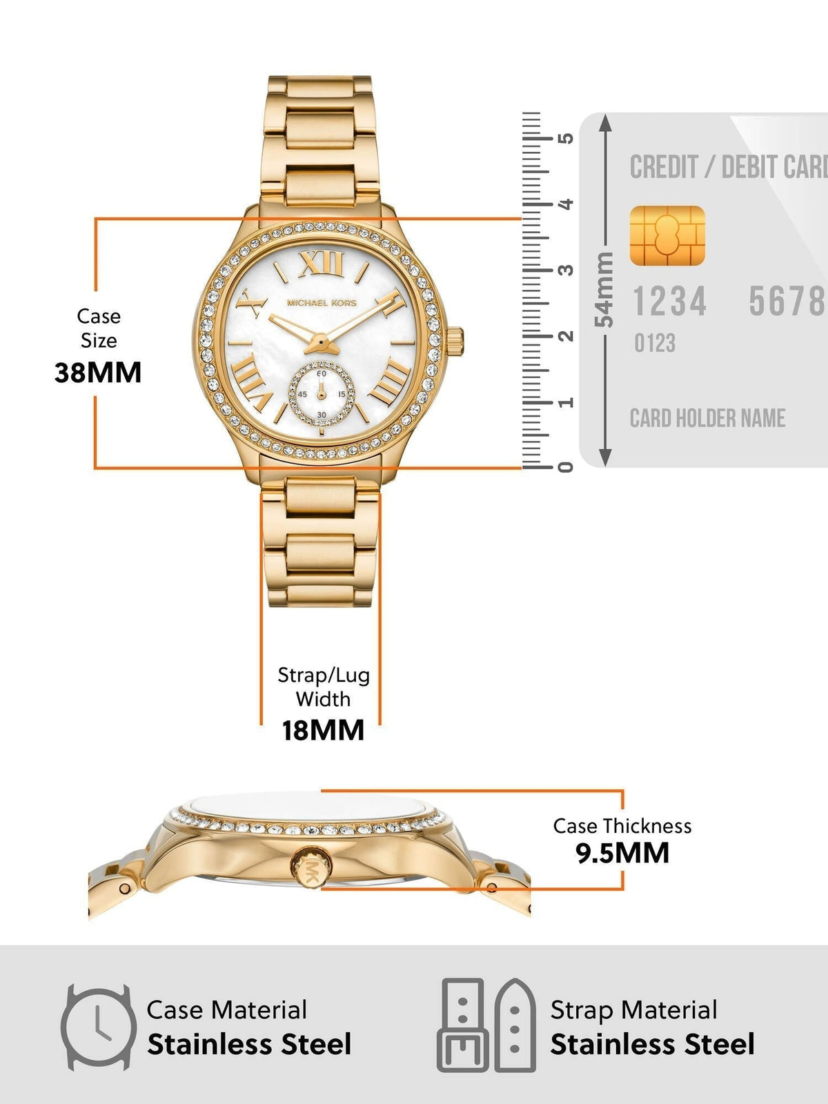  Shop Authentic Michael Kors Sage Three-Hand Mother of Pearl White Dial Gold Steel Strap Watch for Women - MK4805 - Luxxuri