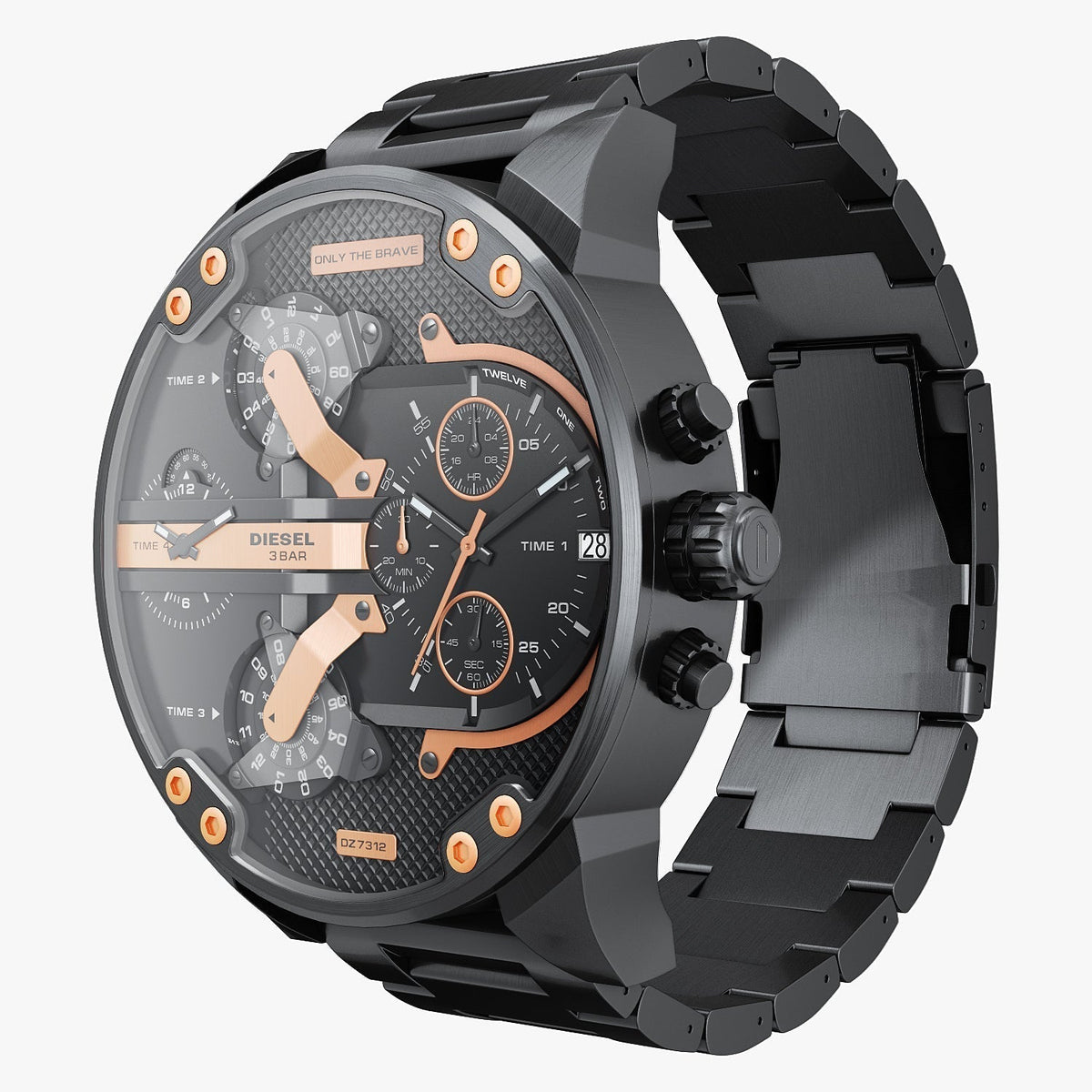  Shop Authentic Diesel Big Daddy Black Dial Black Steel Strap Watch For Men - DZ7312 - Luxxuri