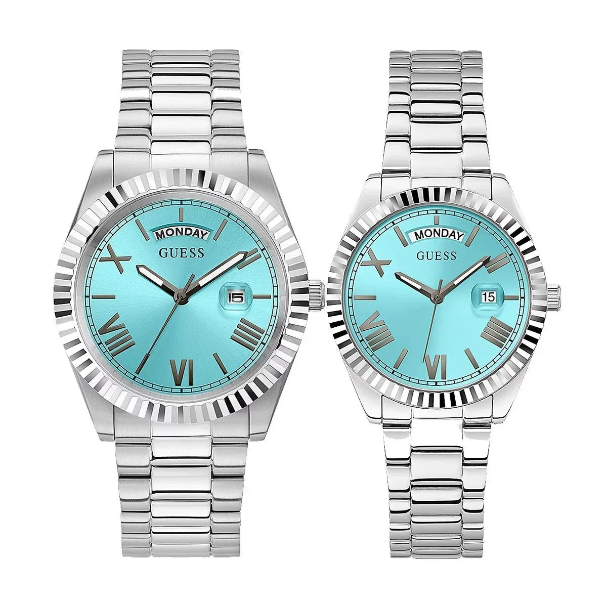  Shop Authentic Guess Connoisseur Turquoise Dial Silver Steel Strap Watch for Men - GW0265G11 - Luxxuri