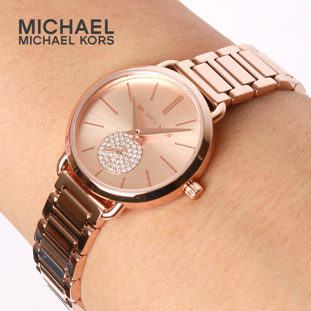  Shop Authentic Michael Kors Portia Analog Quartz Rose Gold Dial Rose Gold Steel Strap Watch For Women - MK3839 - Luxxuri