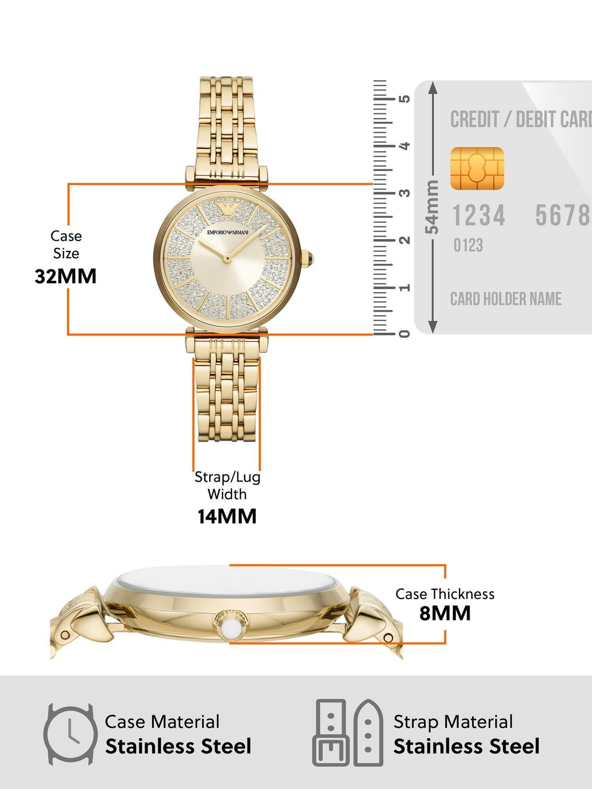  Shop Authentic Emporio Armani Gianni T Bar Analog Crystals Gold Dial Gold Steel Strap Watch For Women - AR11608 - Luxxuri