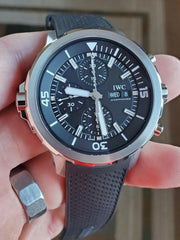  Shop Authentic IWC Aquatimer Chronograph Black Dial Black Leather Strap Watch for Men - IW376803 - Luxxuri