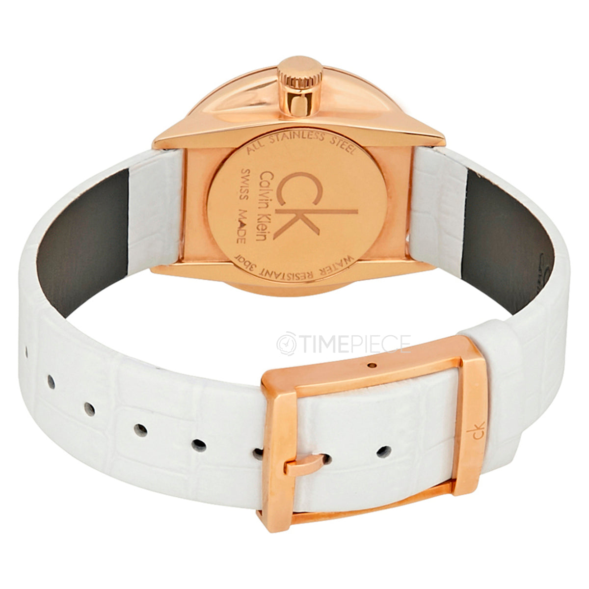  Shop Authentic Calvin Klein Accent Silver Dial White Leather Strap Watch for Women - K2Y236K6 - Luxxuri
