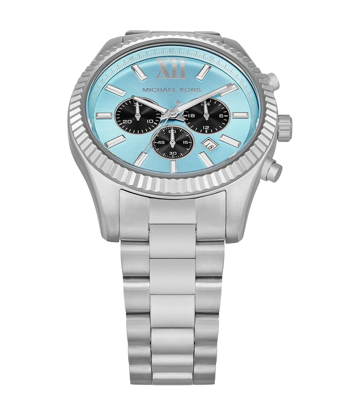  Shop Authentic Michael Kors Lexington Chronograph Blue Dial Silver Steel Strap Watch for Men - MK9165 - Luxxuri