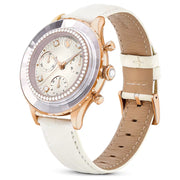  Shop Authentic Swarovski Octea Chrono Crystals White Dial White Leather Strap Watch for Women - 5671150 - Luxxuri
