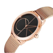  Shop Authentic Calvin Klein Minimal Black Dial Rose Gold Mesh Bracelet Watch for Men - K3M21621 - Luxxuri