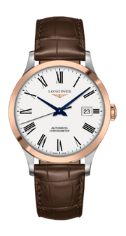  Shop Authentic Longines Record Automatic Stainless Steel 18K Gold Watch for Men - L2.821.5.11.2 - Luxxuri