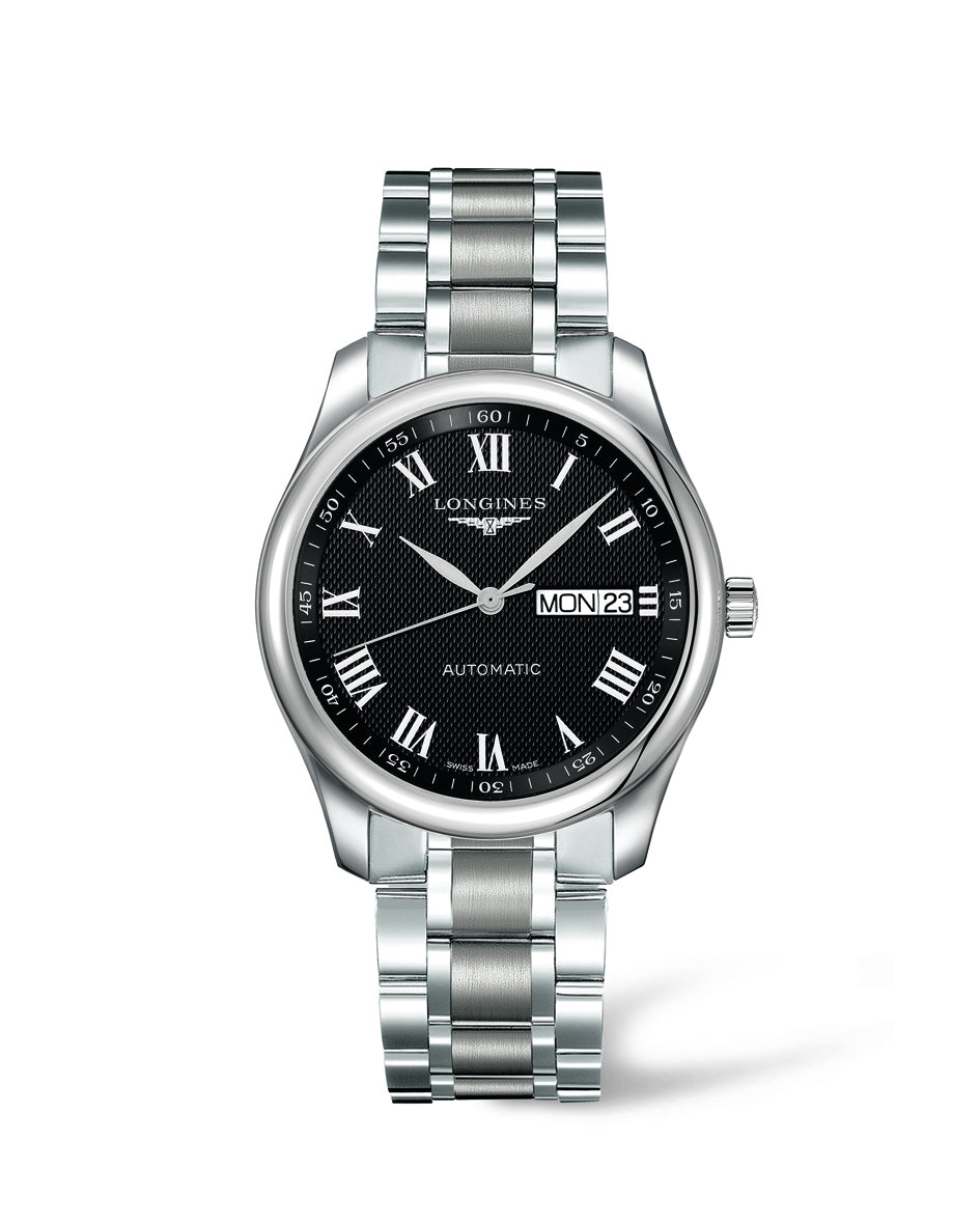  Shop Authentic Longines Master Collection Automatic Day Date Black Dial Silver Steel Strap Watch for Men - L2.755.4.51.6 - Luxxuri