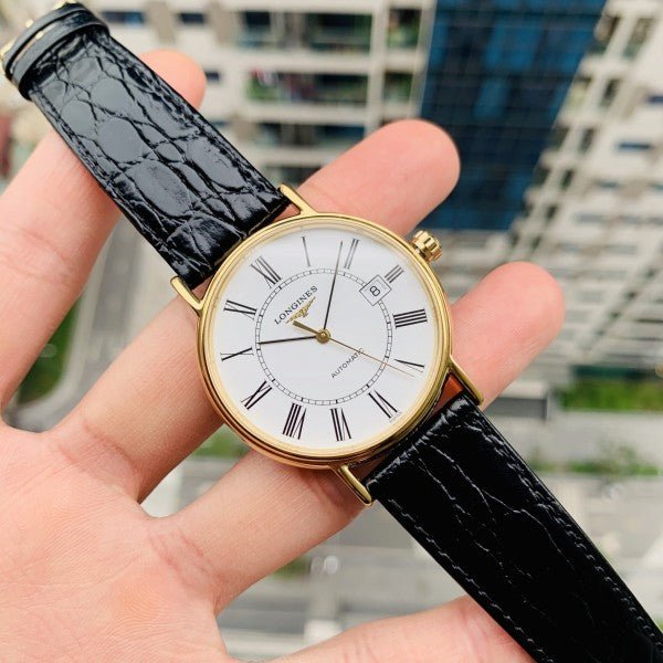  Shop Authentic Longines Presence 25.5mm Automatic White Dial Black Leather Strap Watch for Women - L4.921.2.11.2 - Luxxuri