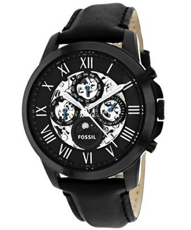  Shop Authentic Fossil Grant Automatic Black Dial Black Leather Strap Watch for Men - ME3028 - Luxxuri
