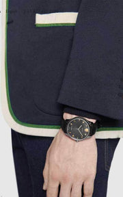 Shop Authentic Gucci G Timeless Automatic Blue Dial Black Leather Strap Watch For Men - YA126347 - Luxxuri